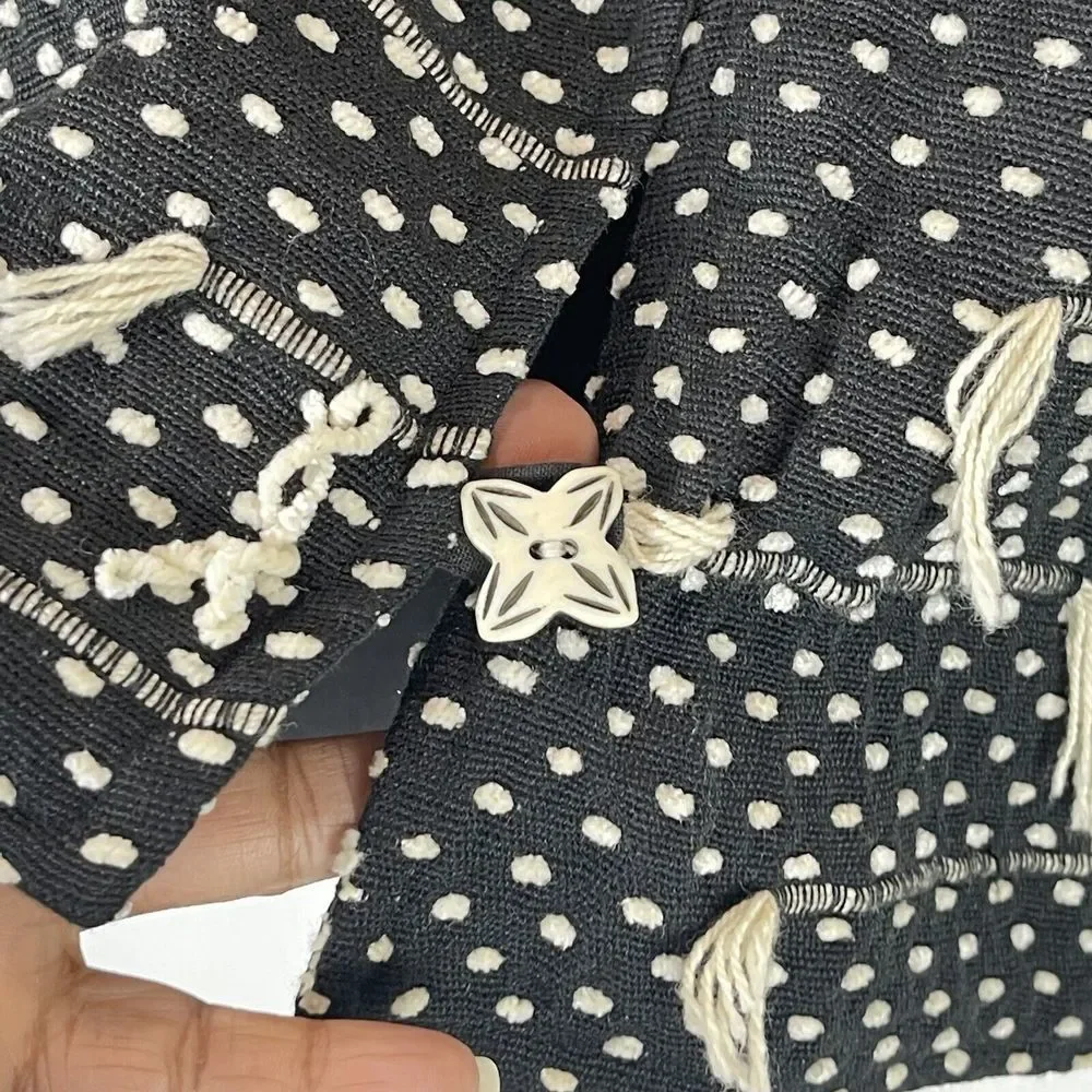 1980s VTG Women’s Jacket size L New Directions Black Textured Abstract Tassel - Picture 7 of 15